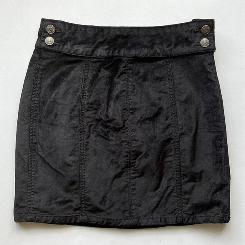 Free People Black Velvet Mini Skirt